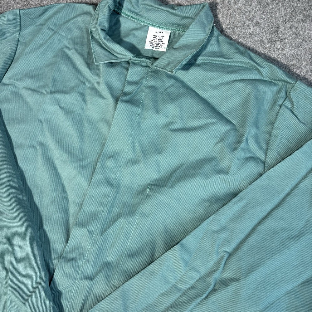 Steel Grip FR Shirt Mens Large‎ 36S Green Flame Resistant HRC2 Workwear USA Made